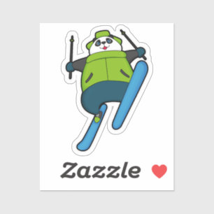 Panda as Ski jumper with Ski Sticker