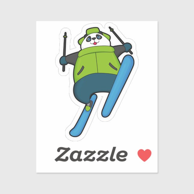 Panda as Ski jumper with Ski Sticker (Sheet)