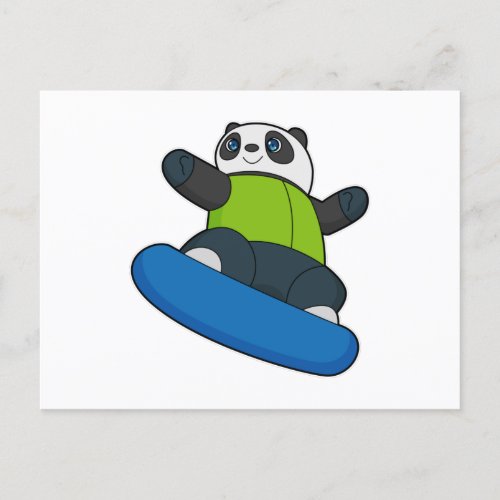 Panda as Snowboarder with Snowboard Postcard