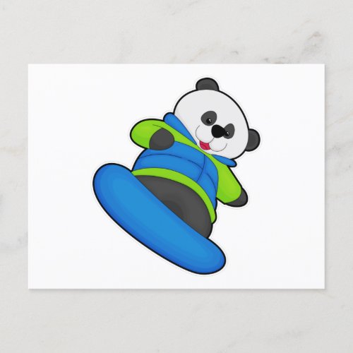 Panda as Snowboarder with Snowboard Postcard