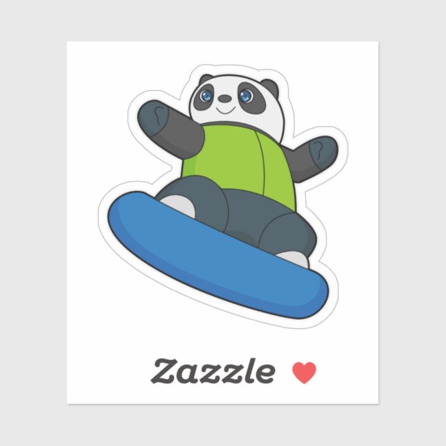 Panda as Snowboarder with Snowboard Sticker (Sheet)