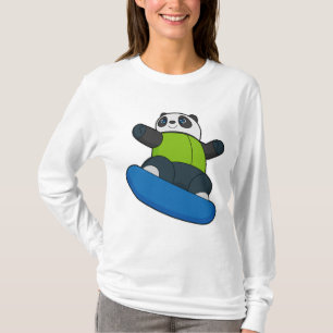 Panda as Snowboarder with Snowboard T-Shirt