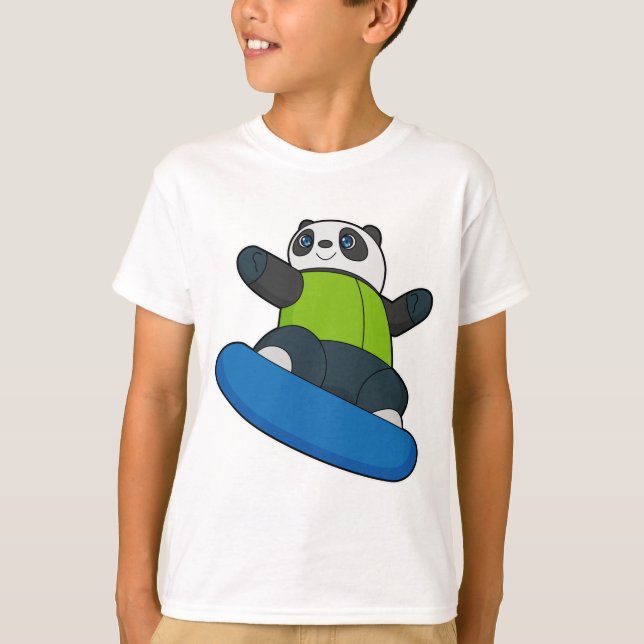 Panda as Snowboarder with Snowboard T-Shirt (Front)