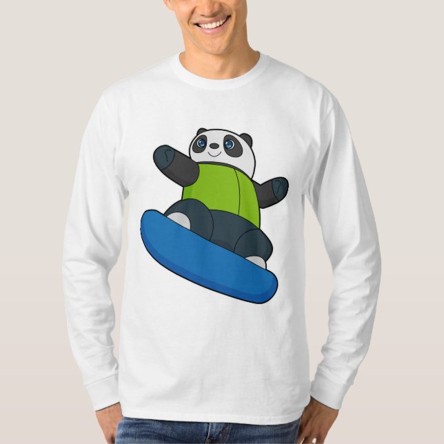 Panda as Snowboarder with Snowboard T-Shirt (Front)