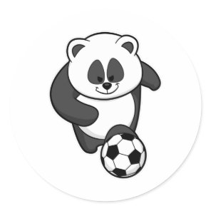 Panda as Soccer player at Soccer Classic Round Sticker