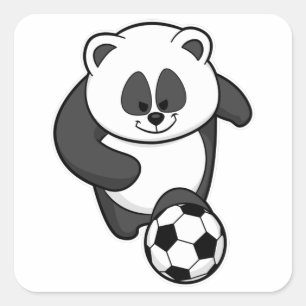 Panda as Soccer player at Soccer Square Sticker