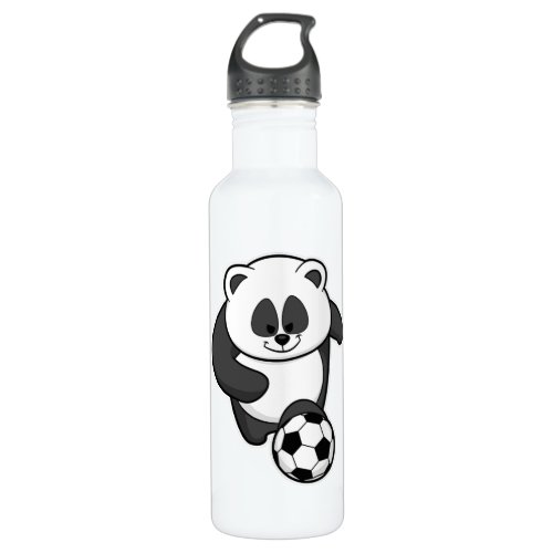 Panda as Soccer player at Soccer Stainless Steel Water Bottle