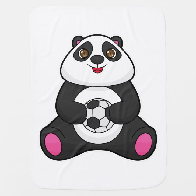 Panda as Soccer player with Soccer ball Baby Blanket (Front)