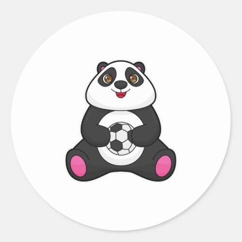 Panda as Soccer player with Soccer ball Classic Round Sticker