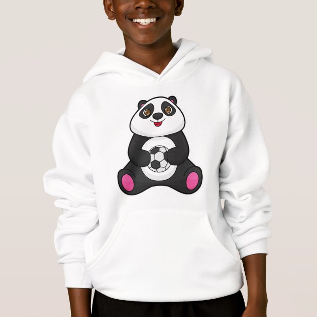 Panda as Soccer player with Soccer ball Hoodie (Front)