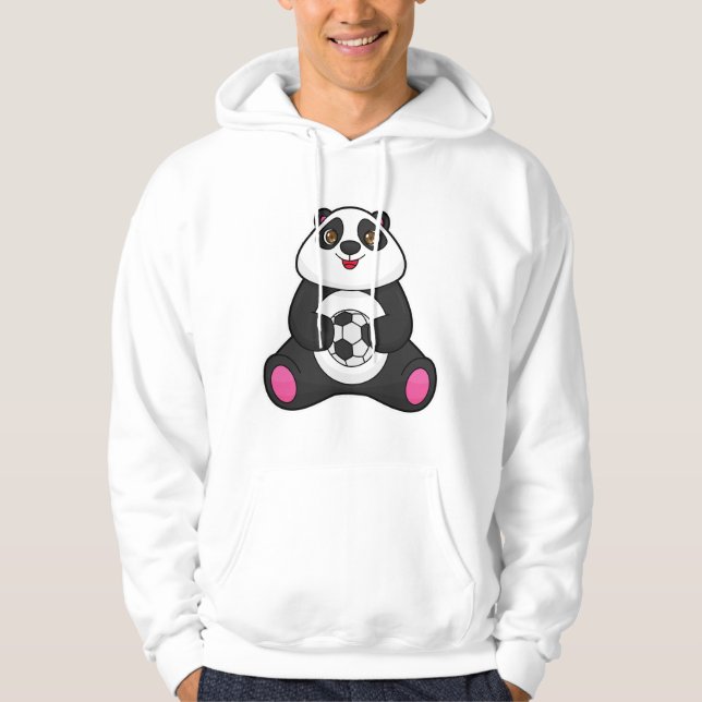 Panda as Soccer player with Soccer ball Hoodie (Front)