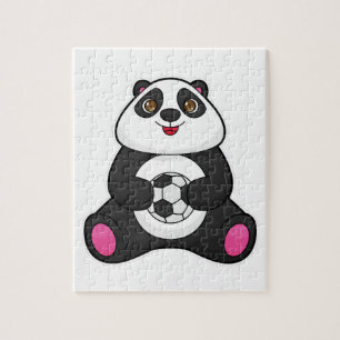 Panda as Soccer player with Soccer ball Jigsaw Puzzle