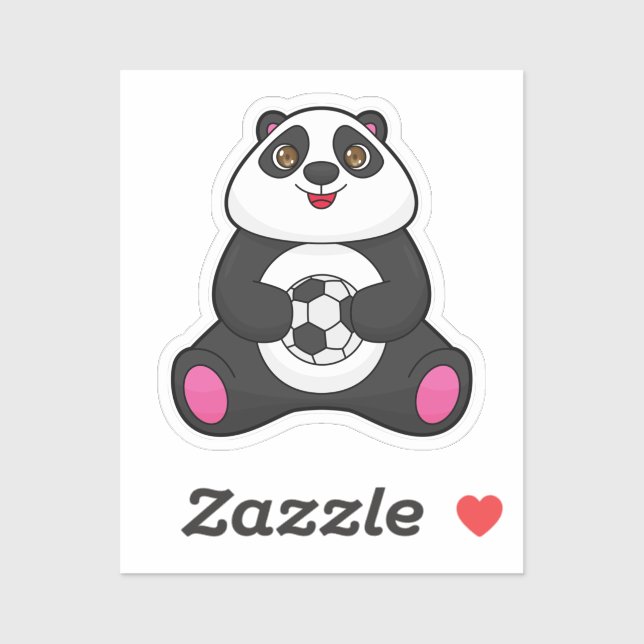 Panda as Soccer player with Soccer ball Sticker (Sheet)