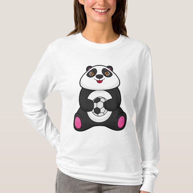 Panda as Soccer player with Soccer ball T-Shirt (Front)