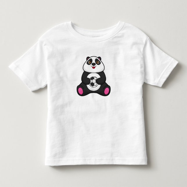 Panda as Soccer player with Soccer ball Toddler T-shirt (Front)