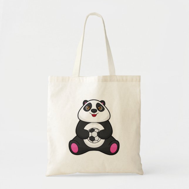 Panda as Soccer player with Soccer ball Tote Bag (Front)