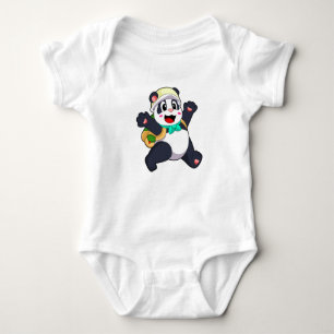 Panda as Student Baby Bodysuit