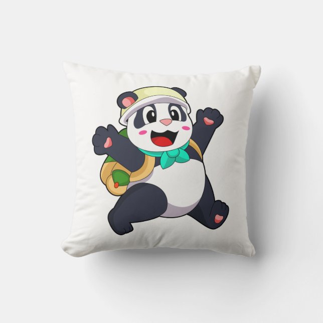 Panda as Student Throw Pillow (Front)