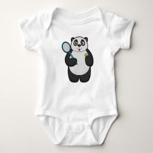 Panda as Tennis player with Tennis racket Baby Bodysuit