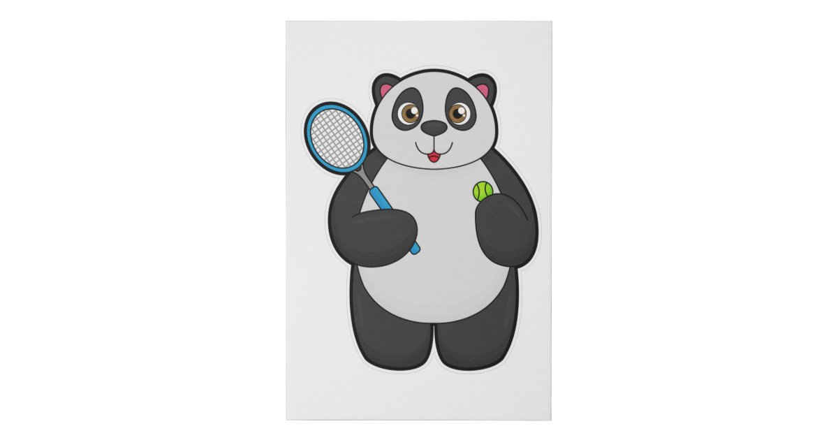 Panda as Tennis player with Tennis racket Faux Canvas Print | Zazzle