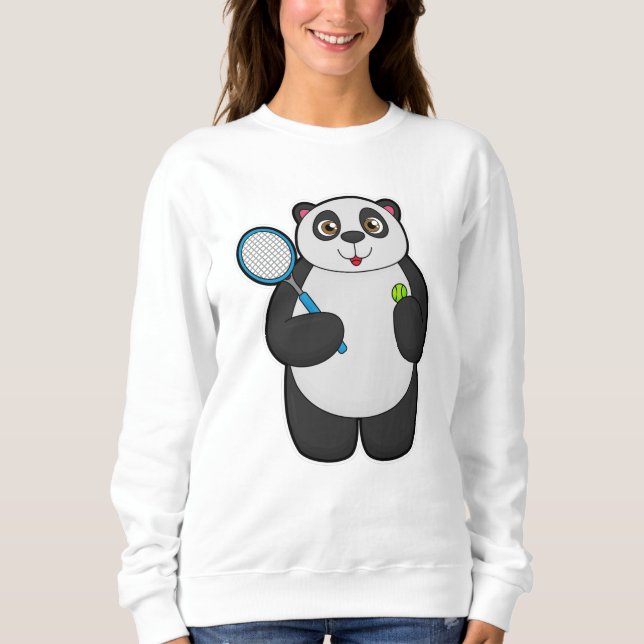 Panda as Tennis player with Tennis racket Sweatshirt (Front)