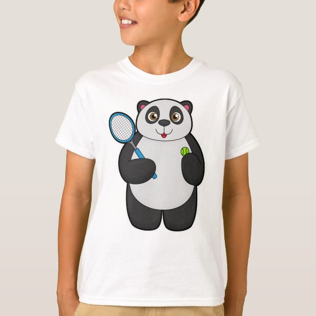Panda as Tennis player with Tennis racket T-Shirt (Front)