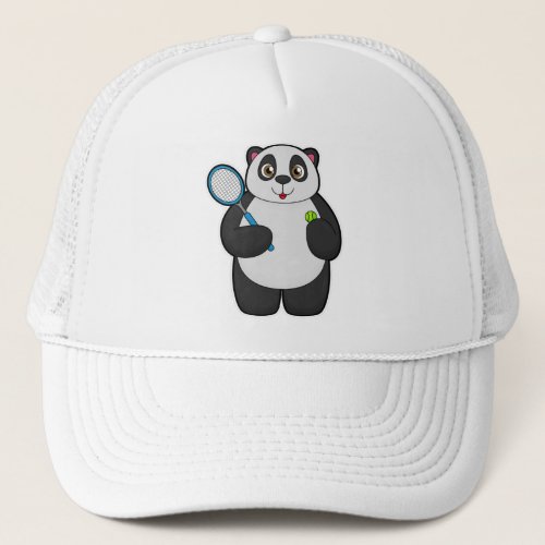 Panda as Tennis player with Tennis racket Trucker Hat