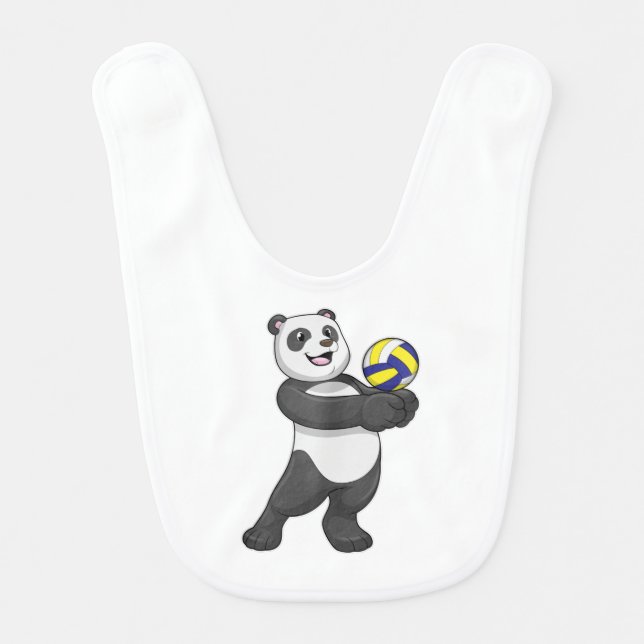 Panda as Volleyball player with Volleyball Baby Bib (Front)