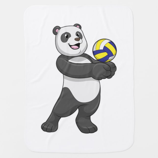Panda as Volleyball player with Volleyball Baby Blanket (Front)