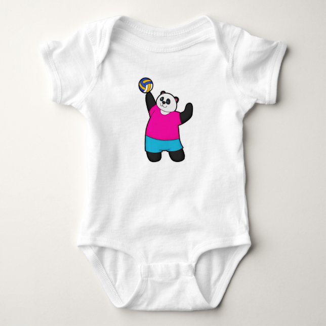 Panda as Volleyball player with Volleyball Baby Bodysuit (Front)