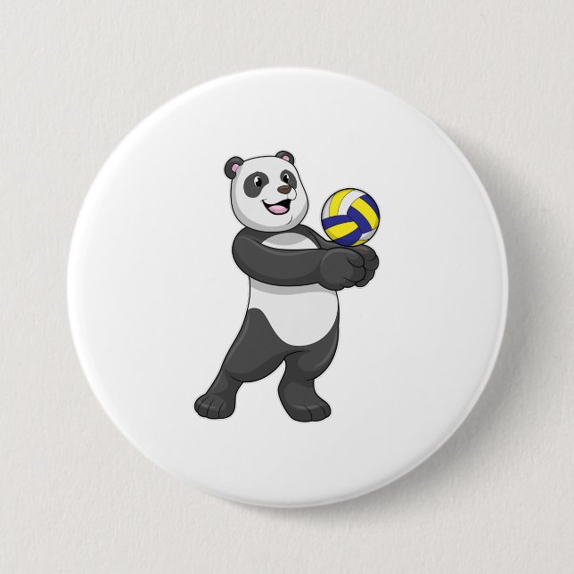 Panda as Volleyball player with Volleyball Button (Front)
