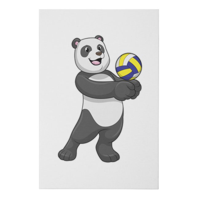 Panda as Volleyball player with Volleyball Faux Canvas Print (Front)