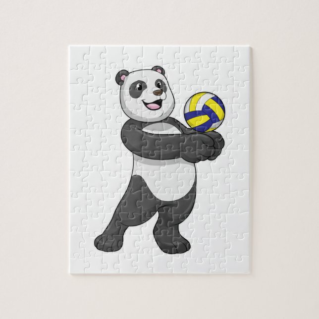 Panda as Volleyball player with Volleyball Jigsaw Puzzle (Vertical)