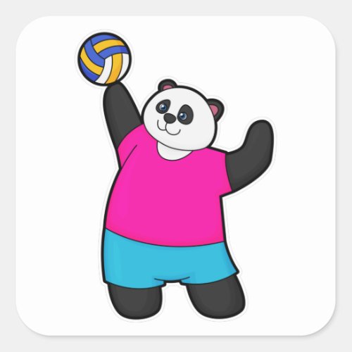 Panda as Volleyball player with Volleyball Square Sticker
