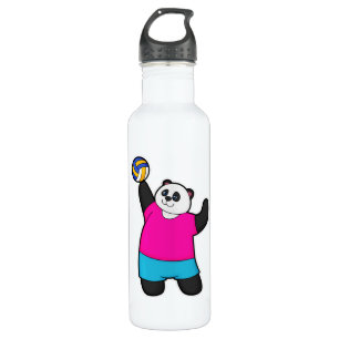Panda as Volleyball player with Volleyball Stainless Steel Water Bottle