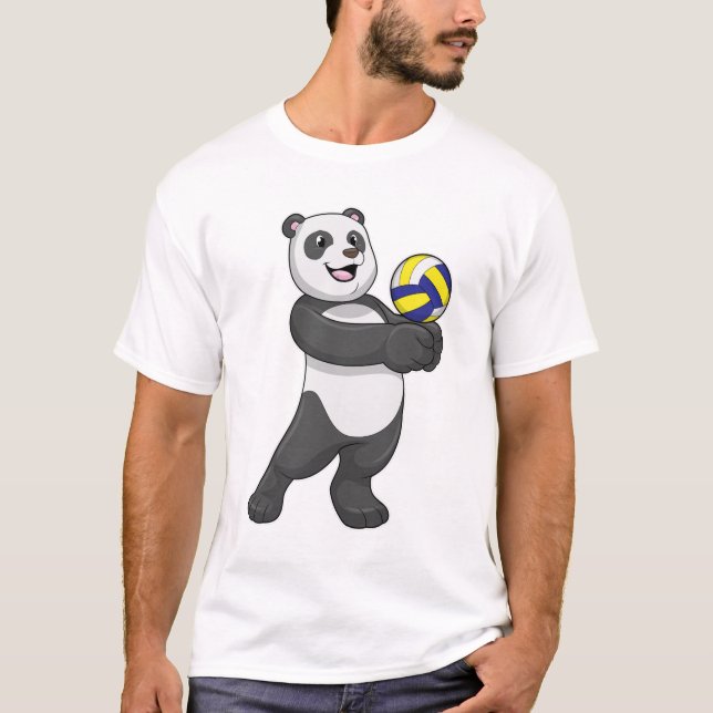 Panda as Volleyball player with Volleyball T-Shirt (Front)