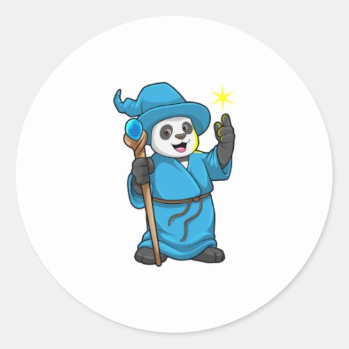Panda as Wizard with Magic wand Classic Round Sticker