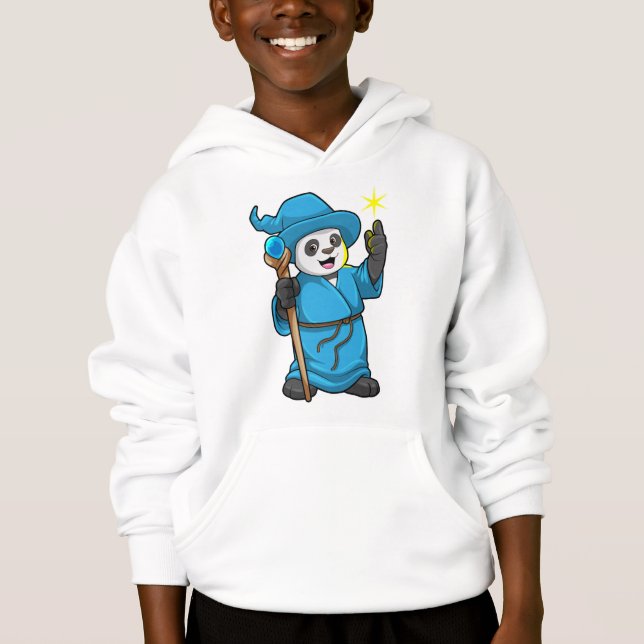 Panda as Wizard with Magic wand Hoodie (Front)