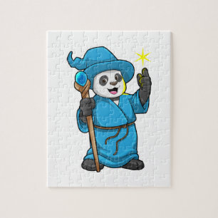 Panda as Wizard with Magic wand Jigsaw Puzzle