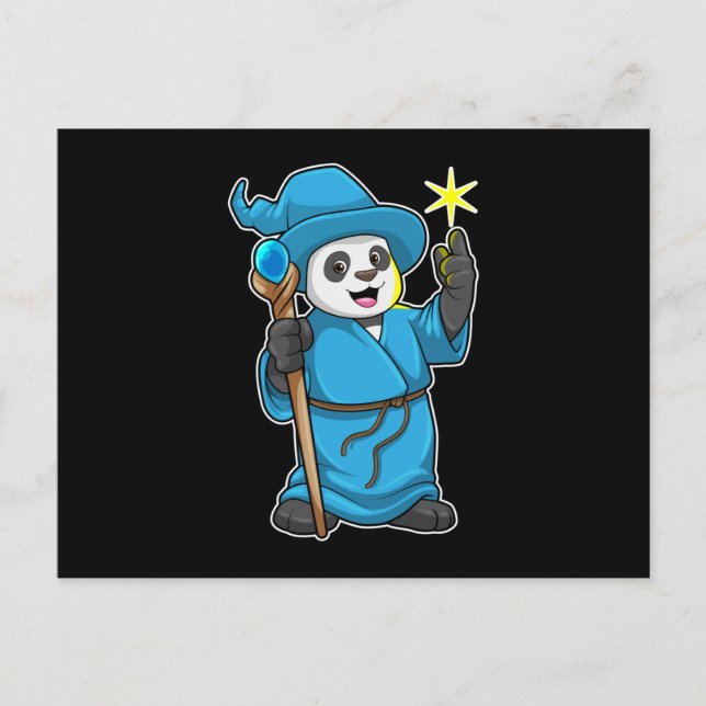 Panda as Wizard with Magic wand Postcard (Front)