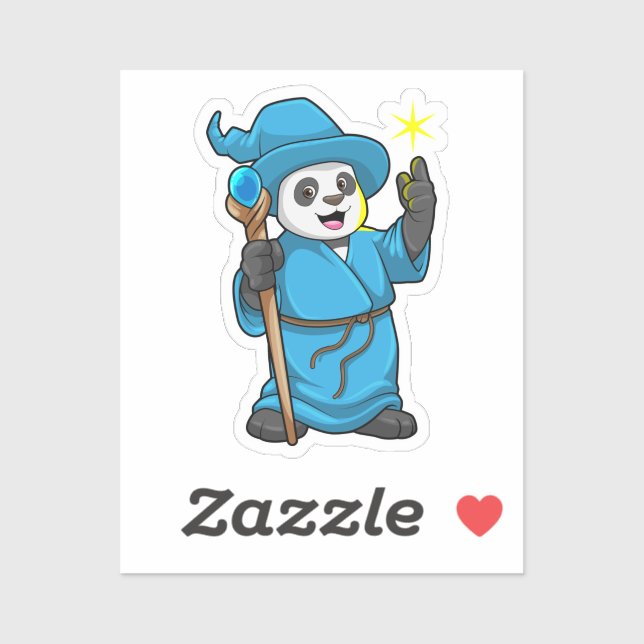 Panda as Wizard with Magic wand Sticker (Sheet)