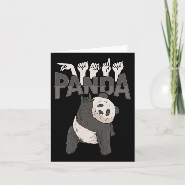 Panda Asl Hand Gesture Deaf Hearing Loss Awareness Card (Front)