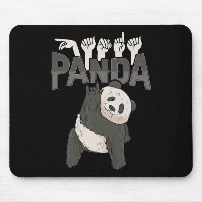Panda Asl Hand Gesture Deaf Hearing Loss Awareness Mouse Pad (Front)