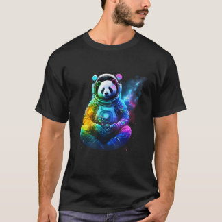 Panda Astronaut In Space Cosmic Colorful Animal T-Shirt