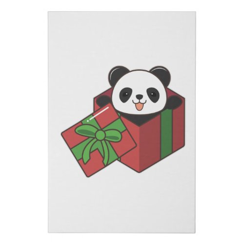 Panda at Birthday in Gift Faux Canvas Print