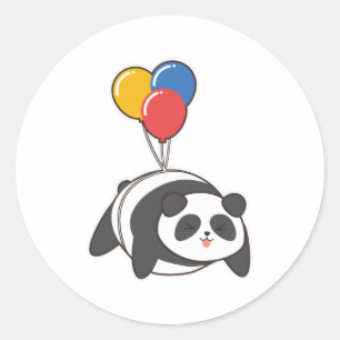 Panda at Birthday with Ballon Classic Round Sticker