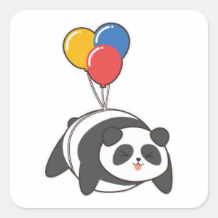 Panda at Birthday with Ballon Square Sticker