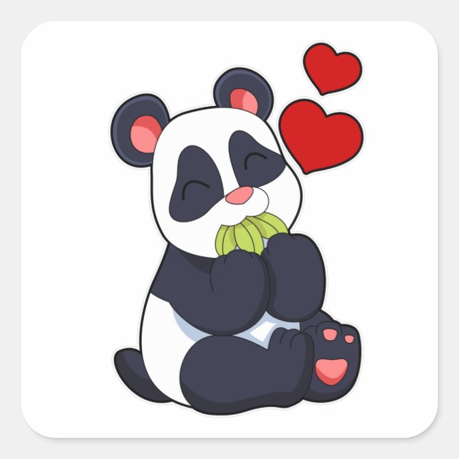 Panda at Eating of Leaves Square Sticker (Front)