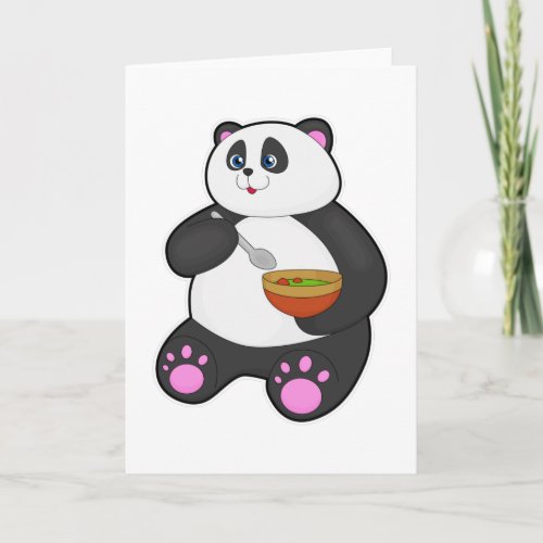 Panda at Eating with Spoon  Bowl Card