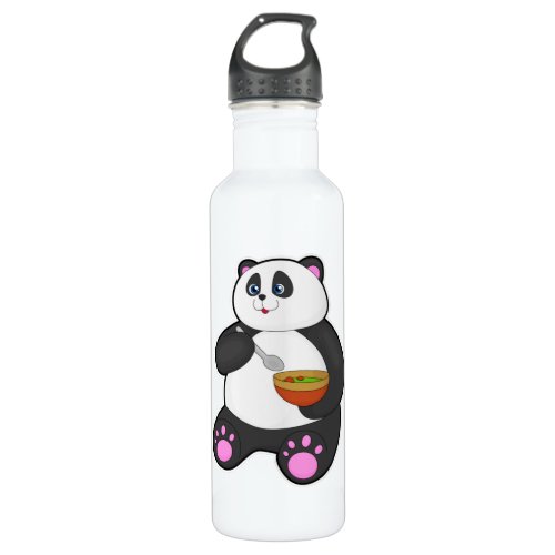 Panda at Eating with Spoon  Bowl Stainless Steel Water Bottle